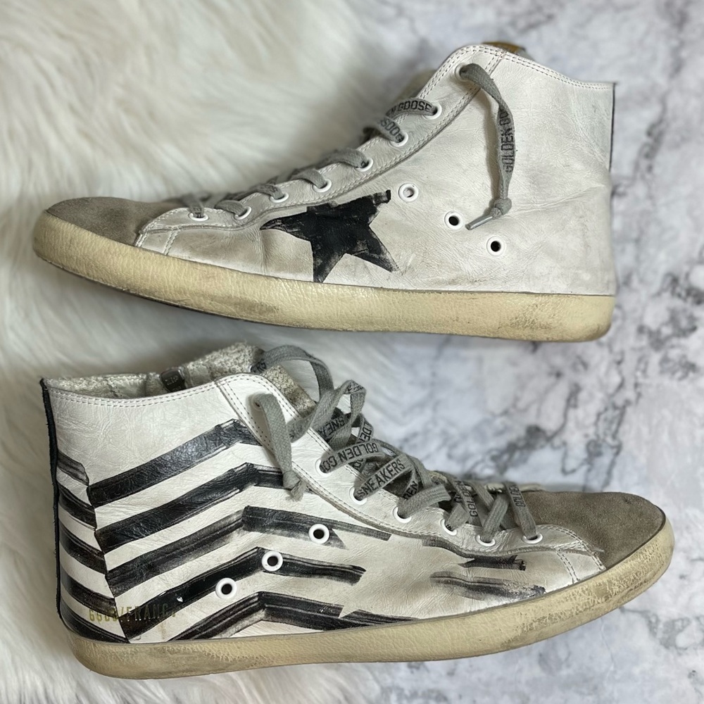 GOLDEN GOOSE Flag Francy High-Top Sneakers Size 44